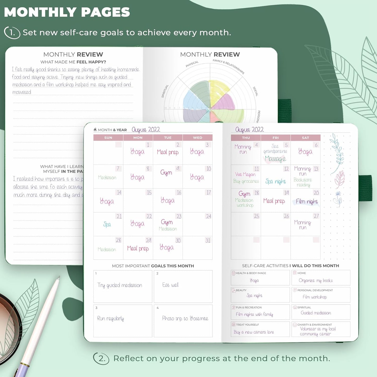 Clever Fox Self-Care Journal – Daily Reflection Notebook – Mental Health & Personal Development Planner, Meditation & Mood Log, A5 (Turquoise)