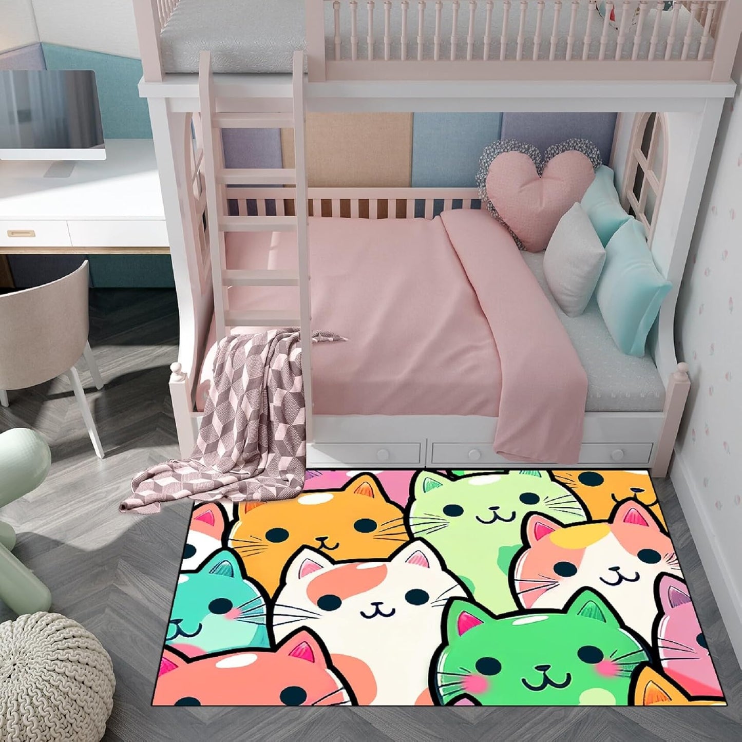 Black Girl Area Rug for Bedroom African American Rugs for Room Princess Carpet Kids Rugs for Bedroom African Girls Carpet for Living Room Teen Girls Yoga Mats, Pink, 4'×5'