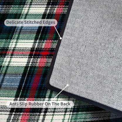 Runner Rug Washable 2x6 White Navy Blue Green Tartan Plaid Scottish Texture from Tartan Plaid Non-Slip Hallway Area Rug Indoor Outdoor Home Decor for Entryway Bathroom Kitchen Carpet Yoga Floor Mat