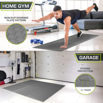 ProsourceFit Exercise Puzzle Mat ½-inch, EVA Interlocking Foam Floor Tiles for Home Gym, Workout Equipment, Kids Play Areas, Black, 24 SQ FT - 6 Tiles