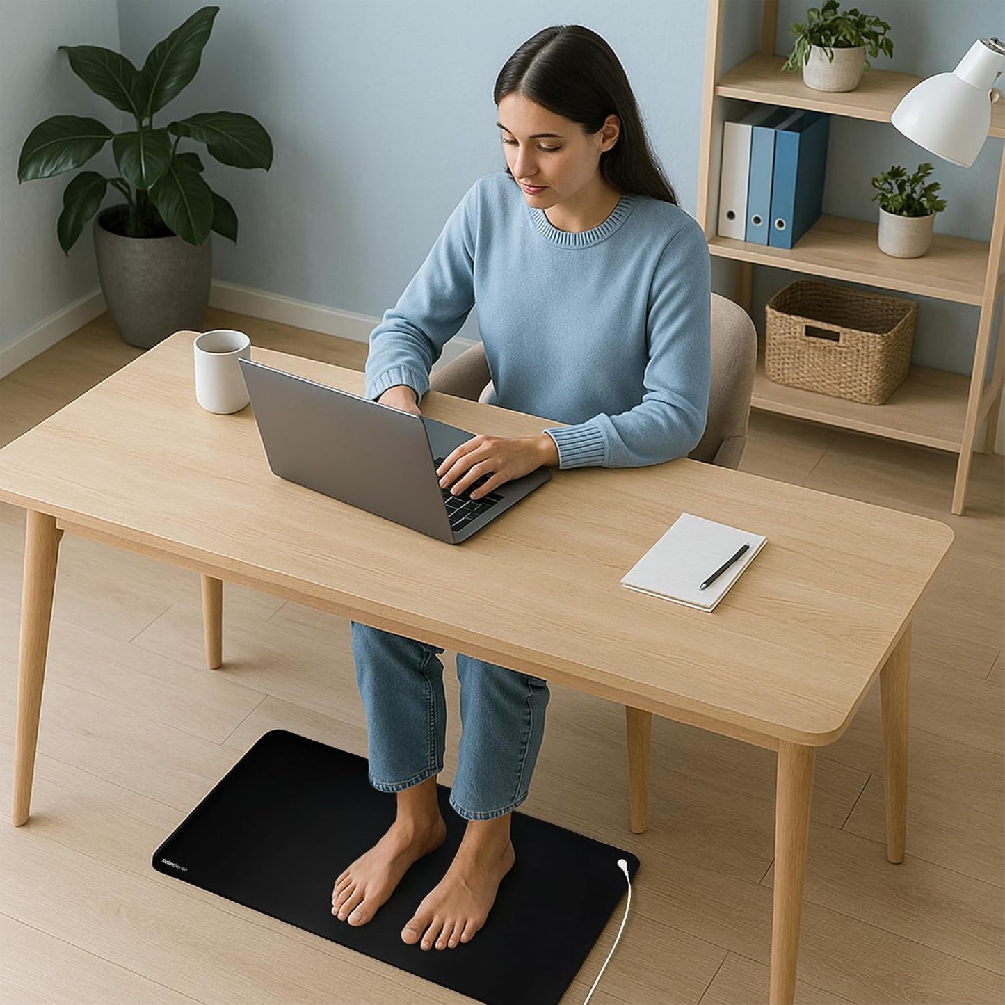 Grounding Mat for Feet, Desk & Bed - Foldable Earthing Mat Grounding Pad with 5 Ft Cord & Tester Pen - Lightweight PMF Pad for Sleep, Yoga, Meditation & Stress Relief (16 x 29 in)