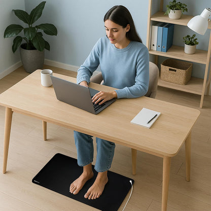 Grounding Mat for Feet, Desk & Bed - Foldable Earthing Mat Grounding Pad with 5 Ft Cord & Tester Pen - Lightweight PMF Pad for Sleep, Yoga, Meditation & Stress Relief (16 x 29 in)