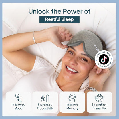 MyHalos® Sleep Mask – 3D Blackout Eye Mask for Women & Men, Side Sleepers, Zero Pressure Memory Foam Eyelash Friendly, Breathable,Award-Winning Sleep Aid for Travel (Black, 1 Count (Pack of 1)