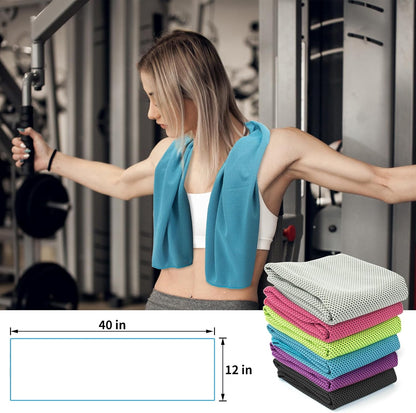 YESLIFE 4 Pack Cooling Towels 40"x12", Gym Towels for Men and Women, Soft Breathable Workout Towels for Yoga, Running, Sport, Workout, Camping, Fitness & More (Blue, Grey, Green, Pink)