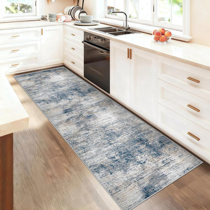 XLUEZ 8x10 Area Rugs for Living Room, Washable Modern Abstract Large Area Rug Neutral Soft Non Slip Kids Rug Stain Resistant Indoor Carpet for Bedroom Nursery Dining Children's Room(Blue, 8'x10')