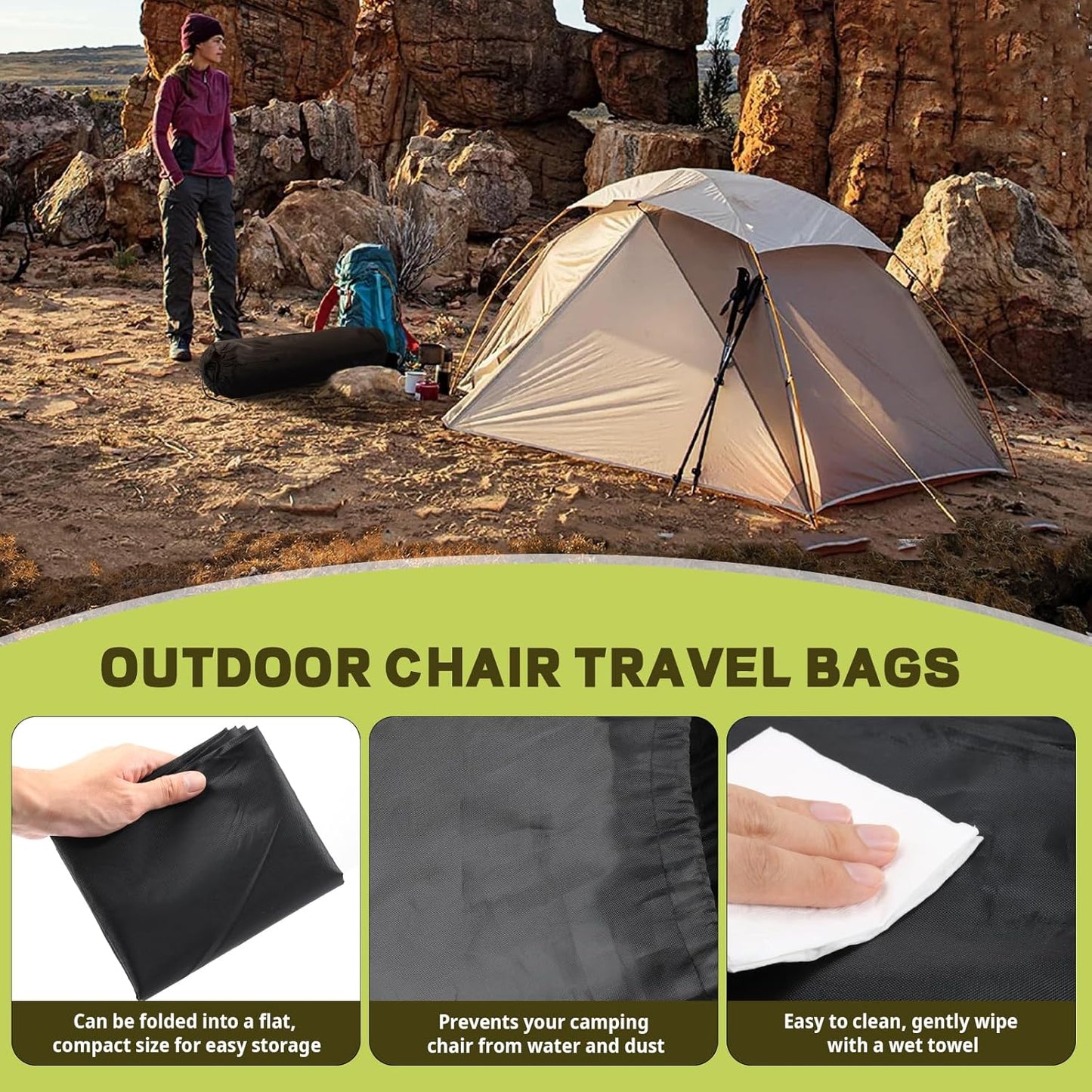 Camping Folding Chair Replacement Carry Bag – Fits Coleman, Camp Covers for Portable & Lawn Folding Chairs, Durable, Tear-Resistant Storage Cover Sports Outdoor Gear Bag(Chair Not Included)