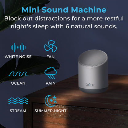 Pure Enrichment Wave Mini Zen Soothing Sound Machine - Portable Sound Machine for Yoga Studios, Travel & Sleep - 6 Relaxing Sounds, Optional Timer & Rechargeable Lithium Battery (Tranquil Green)