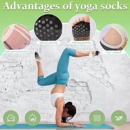 Pilates Socks with Grips for Women,Yoga Socks, Non-Slip Yoga Sock with Toe Separators, Pilates Non Slip Sock