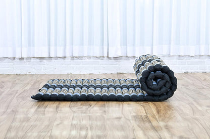 Leewadee - Kapok Roll Mat – Handcrafted Folding Sleep & Relaxation Mattress from Thailand, Ideal as Guest Bed, Camping Mat, Yoga Mat or Traditional Futon, 75 x 39 inches, Anthracite