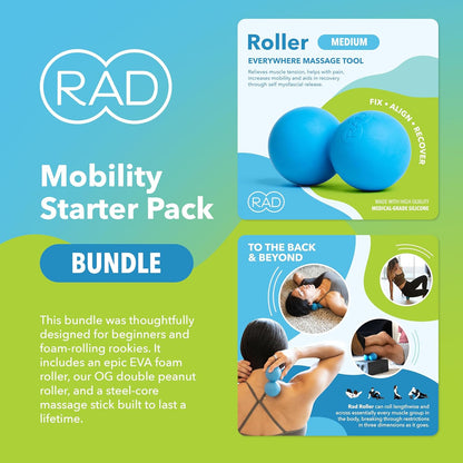 RAD All-in Kit 7-in-1 Foam Roller Set for Whole Body Massage & Myofascial Release with Roller Stick, Yoga Block, Massage Balls Muscle Recovery Tools for Mobility & Flexibility