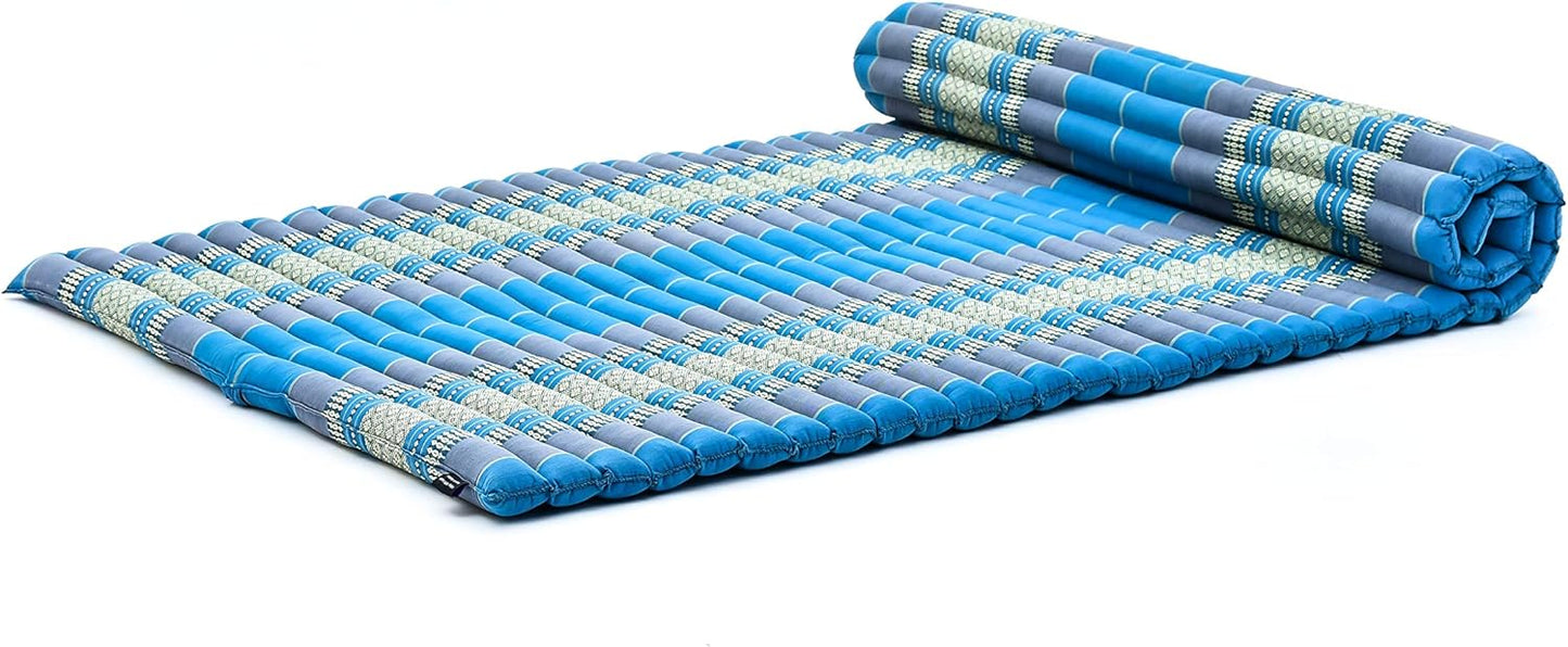 Leewadee - Kapok Roll Mat – Handcrafted Folding Sleep & Relaxation Mattress from Thailand, Ideal as Guest Bed, Camping Mat, Yoga Mat or Traditional Futon, 75 x 39 inches, Anthracite