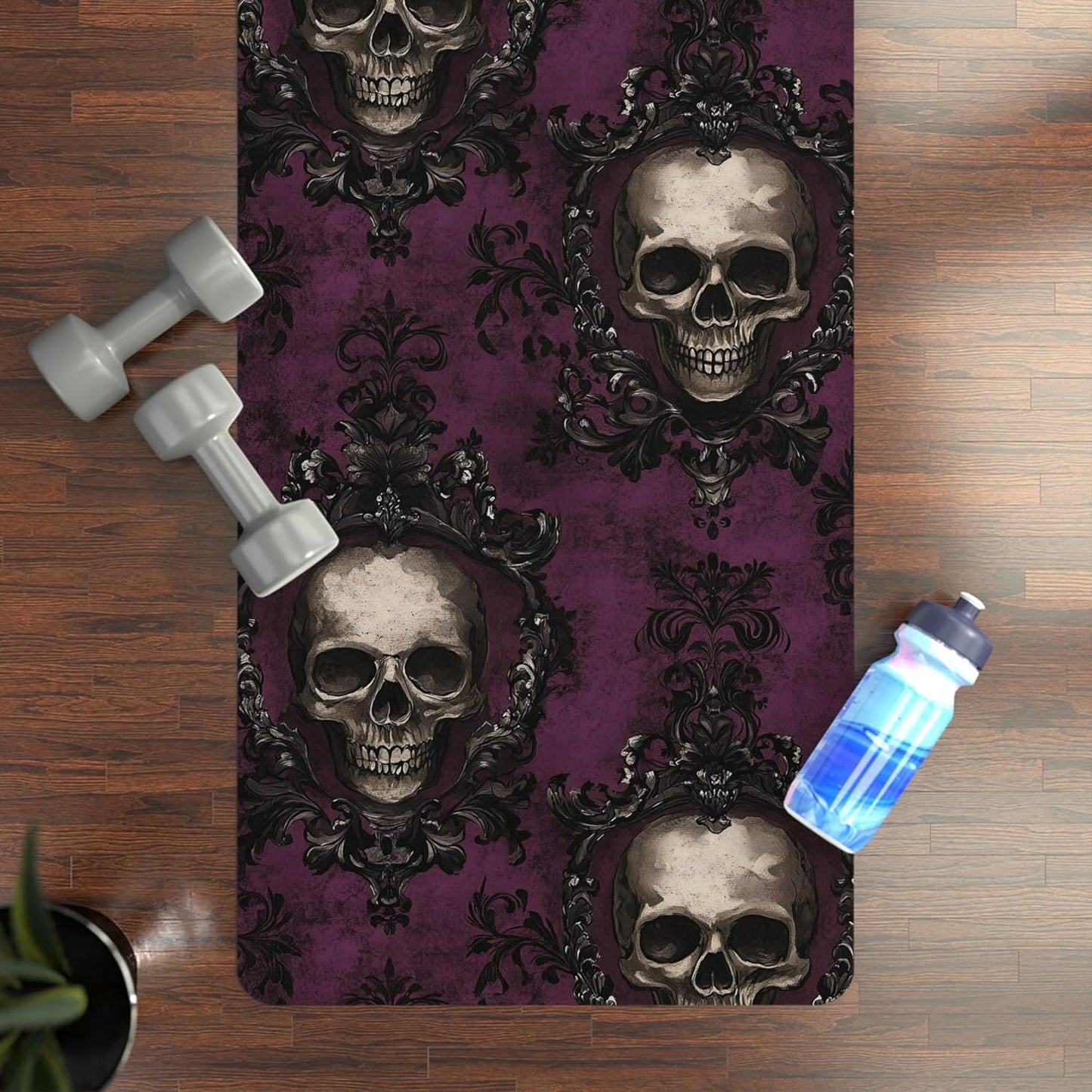Gothic Skull Yoga Mat Unique Fitness, Perfect for Yoga Lovers, Halloween, Home Decor, Gothic