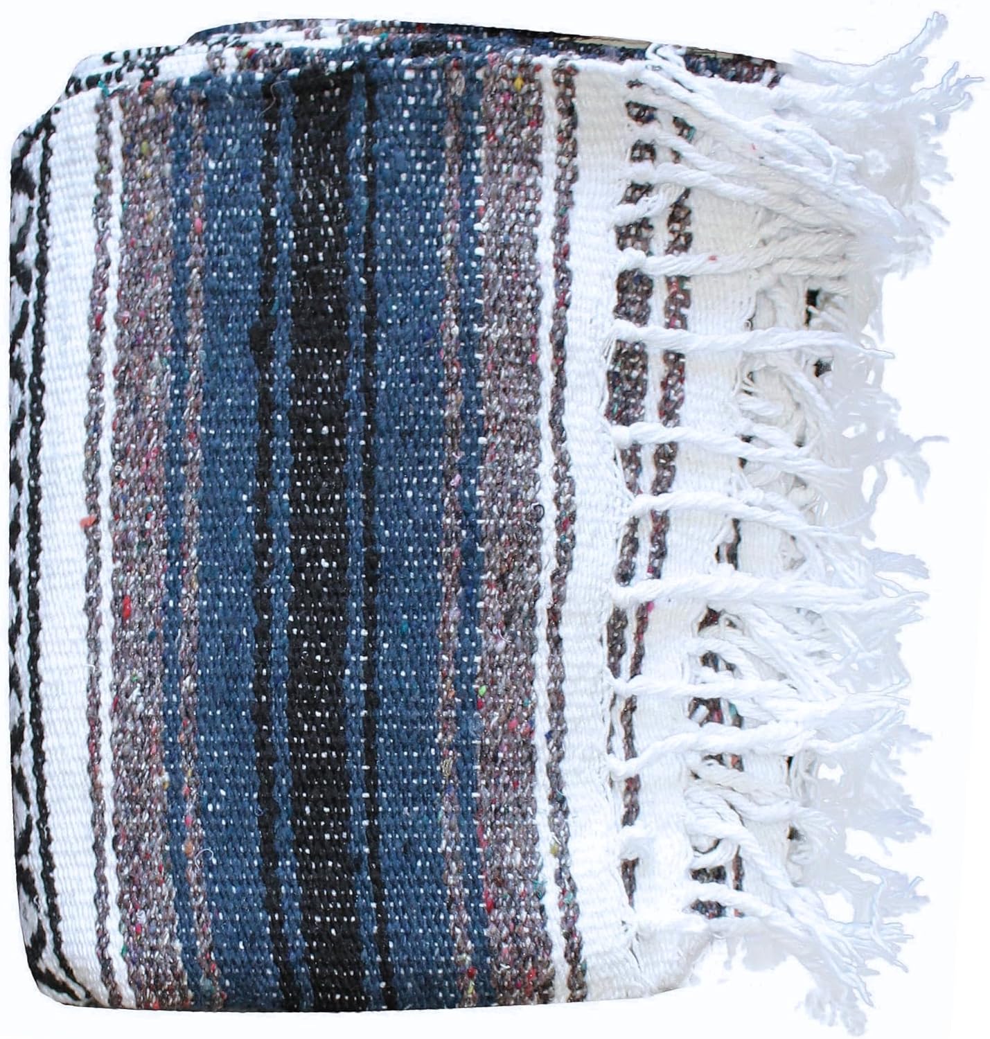 Del Mex Classic Mexican Blanket, Large Authentic Woven Falsa Throw (70"x50"), Artisan Southwest Décor for Beach, Yoga, Outdoors (Lavender)