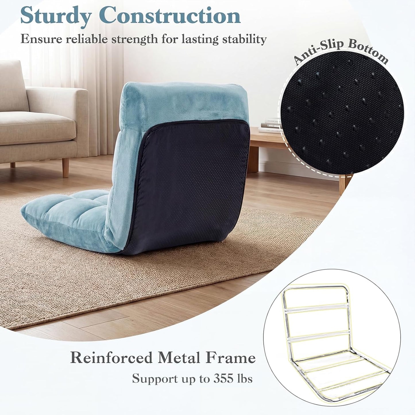Giantex Folding Floor Chair with Back Support, 14 Adjustable Position, Padded Sleeper Bed, Couch Recliner, Gaming Floor Chairs for Adults, Meditation, Living Room (TAN)