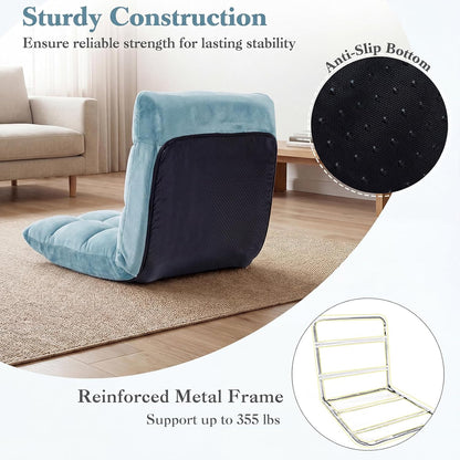 Giantex Folding Floor Chair with Back Support, 14 Adjustable Position, Padded Sleeper Bed, Couch Recliner, Gaming Floor Chairs for Adults, Meditation, Living Room (TAN)