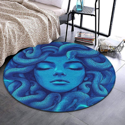 Machine Washable Modern Round Area Rug, Room Sofa Yoga Soft Round Carpet, Home Decor Non Slip Kitchen Office Circle Rug Trippy Rainbow Mushroom Tie Dye Art, 60inch