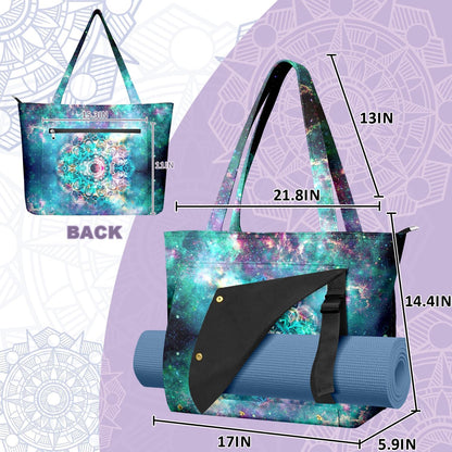 Yoga Bag for Women, Large Canvas Yoga Mat Tote Bag with Yoga Mat Carrier - Large Mat Pocket Fitness Tote for Pilates, Gym, Travel, Office & Beach