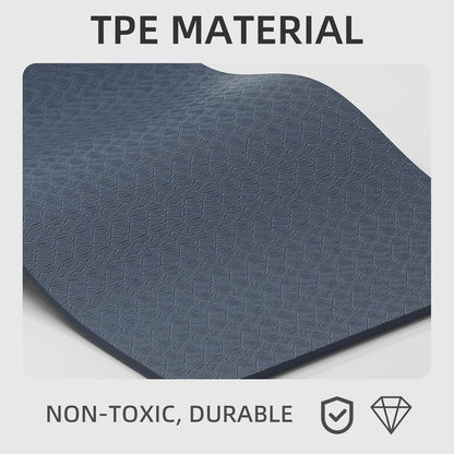 10 mm Yoga Mat 72"x26" TPE Non-Slip Exercise Mat 0.4" Thick, Easy-to-Carry Fitness Mat for Yoga, Pilates & Workout, Professional Mat, Made with Recyclable Material, Durable, Easy to Clean