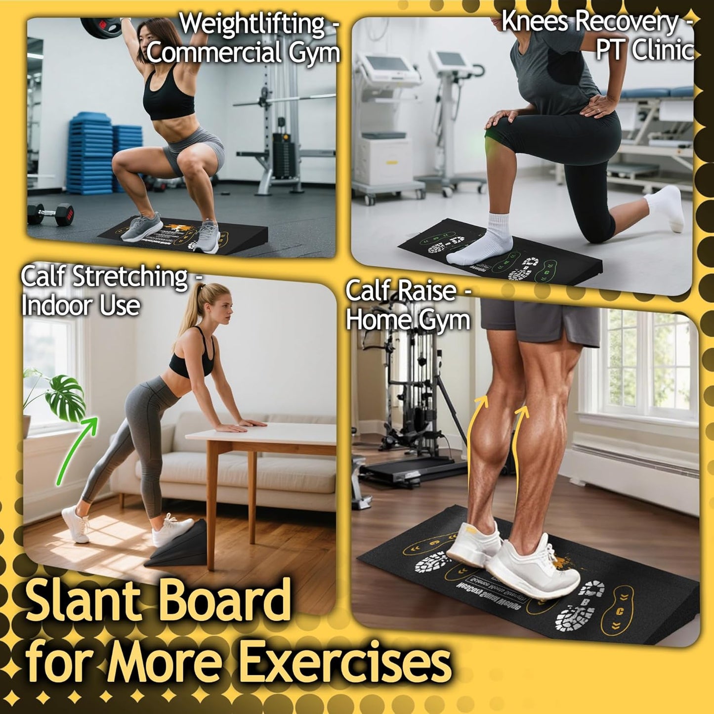 Squat Wedge Height-Adjustable Slant Board: 2Pcs Wide Wedges for Weightlifting Leg Glute Workout Improve Strength and Mobility for Gym Home