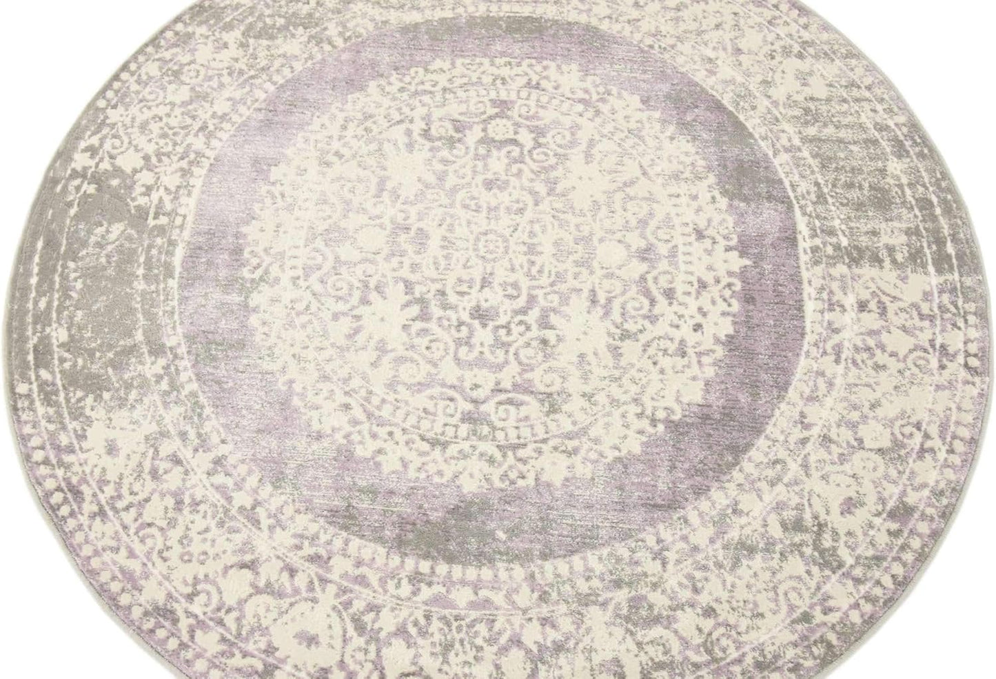 Unique Loom New Classical Collection Area Rug - Olwen (4'Round, Purple/ Gray)
