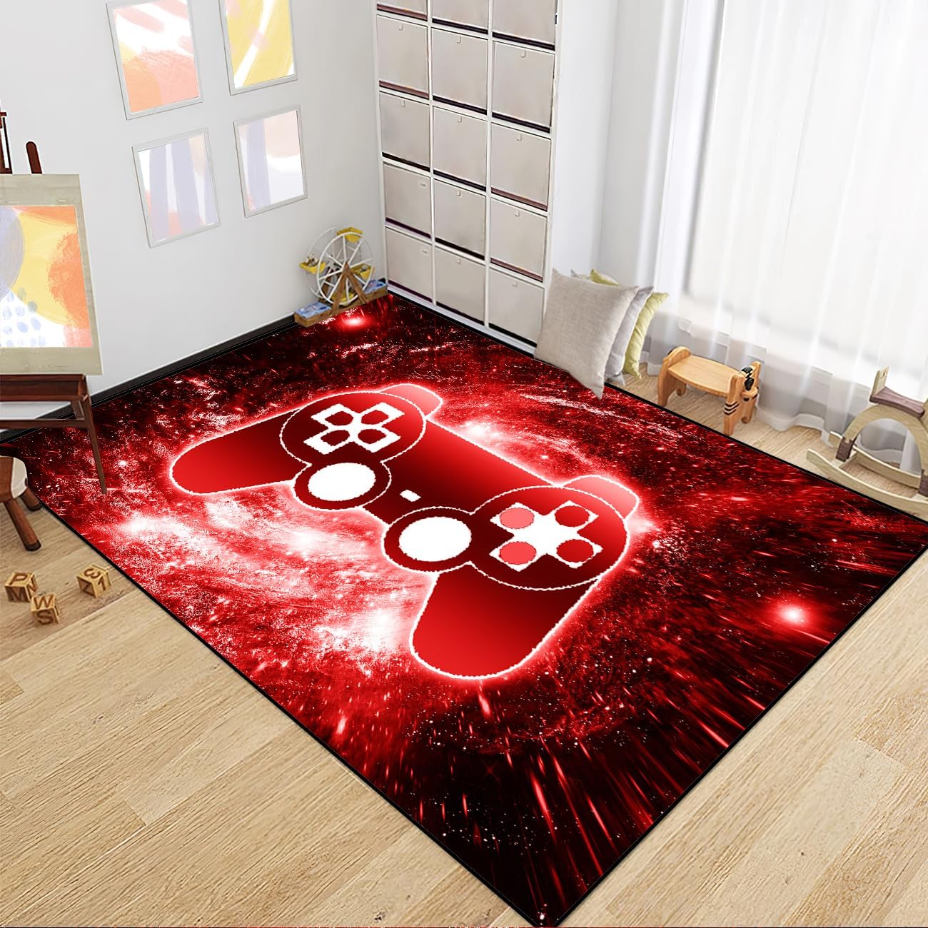 Video Game Rug - Gaming Themed Rug Gamepad Controller Area Rugs for Bedroom Gaming Carpet for Boys Game Carpet for Playrooms Bedroom Doormat Yoga Mats