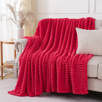 Khaki Throw Blanket for Couch Sofa 50x60 inches Striped Fleece Blankets Room Home Decor Lightweight Plush Soft Cozy Gifts for Women Mom Girls