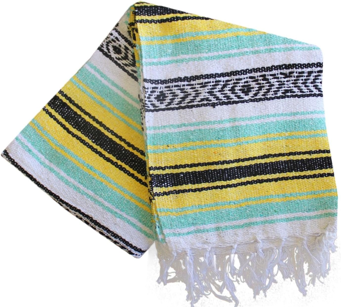 Del Mex Classic Mexican Blanket, Large Authentic Woven Falsa Throw (70"x50"), Artisan Southwest Décor for Beach, Yoga, Outdoors (Lavender)