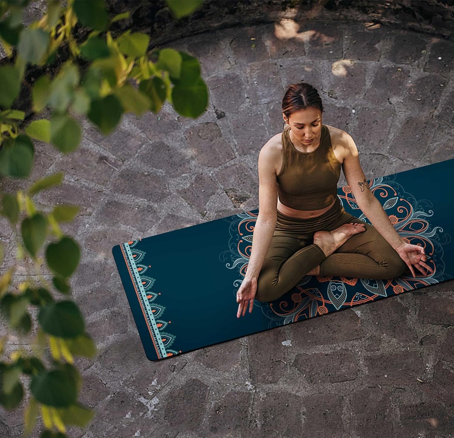 nuveti Printed Travel Yoga Mat-1/16 Inch Thick Non Slip Fitness Workout Mat with Carrying Bag, Foldable Lightweight Suede & Natural Rubber Yoga Mat for Yoga Pilates and Fitness 72" L x 24" W x 1.5mm