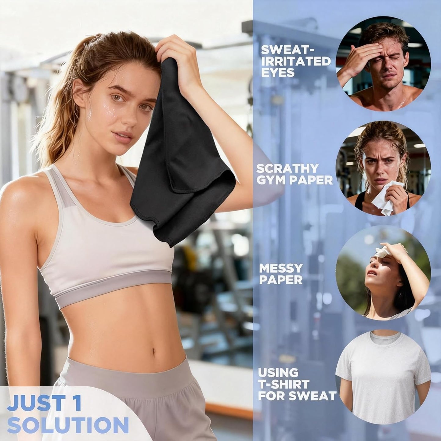 Microfiber Quick Dry Gym Towel, Lint Free Odor-Free Absorbent Fiber, Fast Drying, Men & Women Workout Gear for Body Sweat, Working Out, Towels (Grey, 5Pack - 16 * 27Inch)