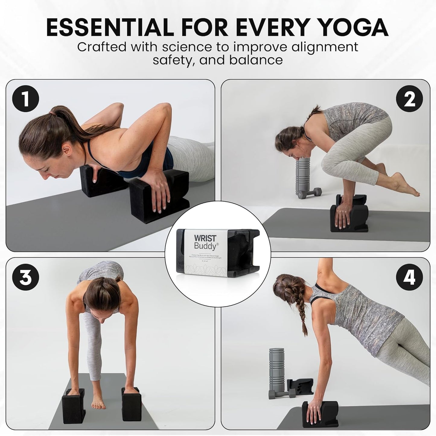 WRISTBuddy® Yoga Blocks 2-Pack (Left + Right) — Ergonomic, Hand-Shaped EVA Blocks for Wrist Relief & Better Grip | Doctor-Designed Support for Yoga, Pilates, Handstands, Push-Ups & Rehab