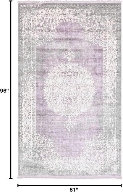 Unique Loom New Classical Collection Area Rug - Olwen (4'Round, Purple/ Gray)