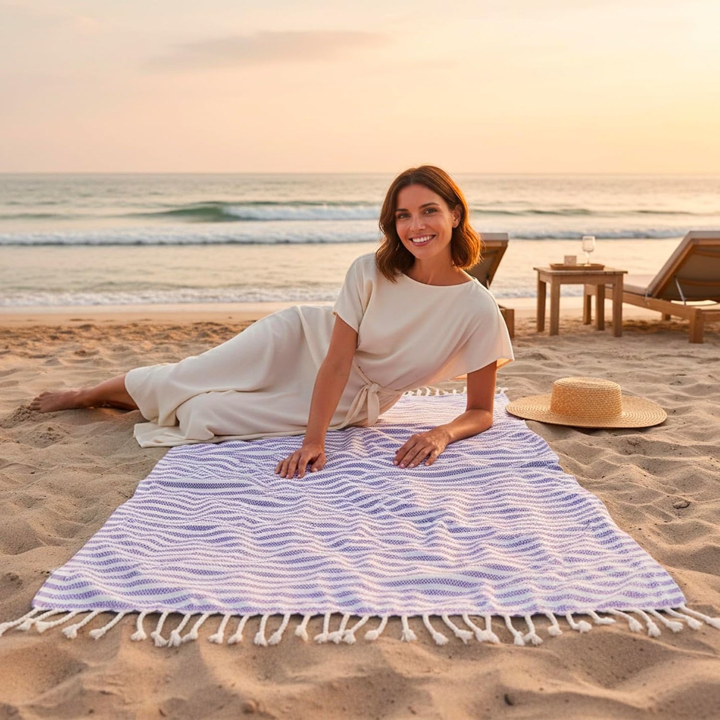 Bazaar Anatolia Turkish Beach Towel – 100% Cotton, Quick Dry, Lightweight and Sand Free – Perfect for Bathroom, Travel, Yoga, Camping, Oversized 71x39 inches - Diamond Black - Colors A