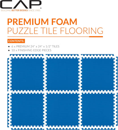 CAP Puzzle Exercise Mats | 1/2” Thick EVA Interlocking Foam Tiles for Home Gym Flooring | Multiple Options