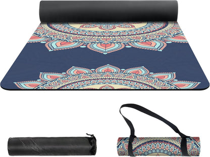 nuveti Yoga Mat Print Extra Thick TPE Non Slip Fitness Exercise Mat with Carrying Bag,72"x24" Extra Thick 6MM Exercise & Workout Mat for Yoga, Pilates Fitness and Floor Exercises - Colors A