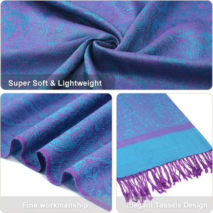 vimate Silky Paisley Pashmina Shawl Scarf-Women's Soft Double-side Jacquard Pashminas Wrap for Evening Dress Travel Shawl
