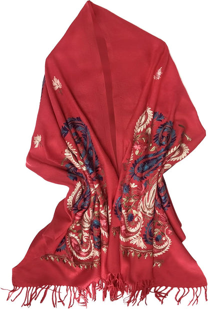 Urban CoCo Women's Embroidered Oversize Tassel Shawl Scarf Wraps for Women
