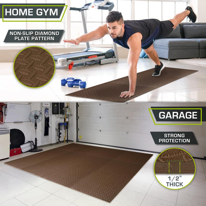 ProsourceFit Exercise Puzzle Mat ½-inch, EVA Interlocking Foam Floor Tiles for Home Gym, Workout Equipment, Kids Play Areas, Black, 24 SQ FT - 6 Tiles