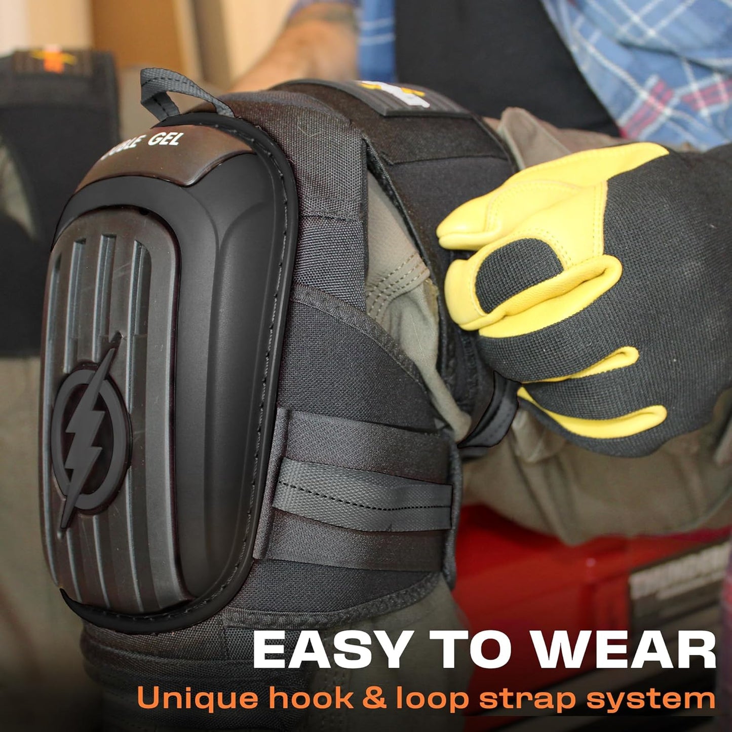 Thunderbolt Knee Pads for Men Construction Knee Pads for Work for Men and Women with Double Gel for Gardening Flooring Roofing Heavy Duty with Extra Thick Foam and Strong Adjustable Non-Slip Straps