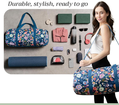 Maison d' Hermine Yoga Mat bag, Cylindrical bag for Woman&Men, yoga mat Bag &Adjustable shoulder straps Yoga Mat Carrier Bag with Drawstring Water Bottle Pocket and zipper pocket Easter Gifts