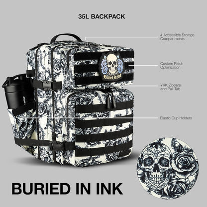 WOLFpak 35L Tactical Gym Backpack (Alpha Black) Durable 1000D Waterproof Oxford Material with MOLLE Webbing, Laptop Pocket & Dual Cup Holders, Durable Fitness/Travel/Military Daypack