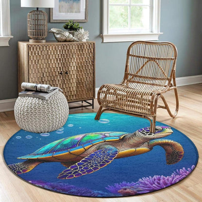 Soft Round Yoga Carpet, Office Chair Decor Round Mat for Carpet and Hardwood Floors Purple Butterfly