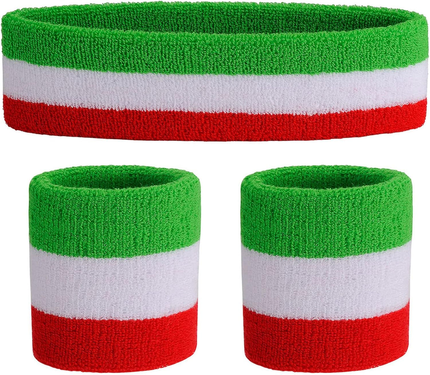 ONUPGO Sweatband Set Sports Headband Wristband Set Sweatbands Terry Cloth Wristband Wrist Sweatband Headbands Moisture Wicking Sweat Absorbing Head Band