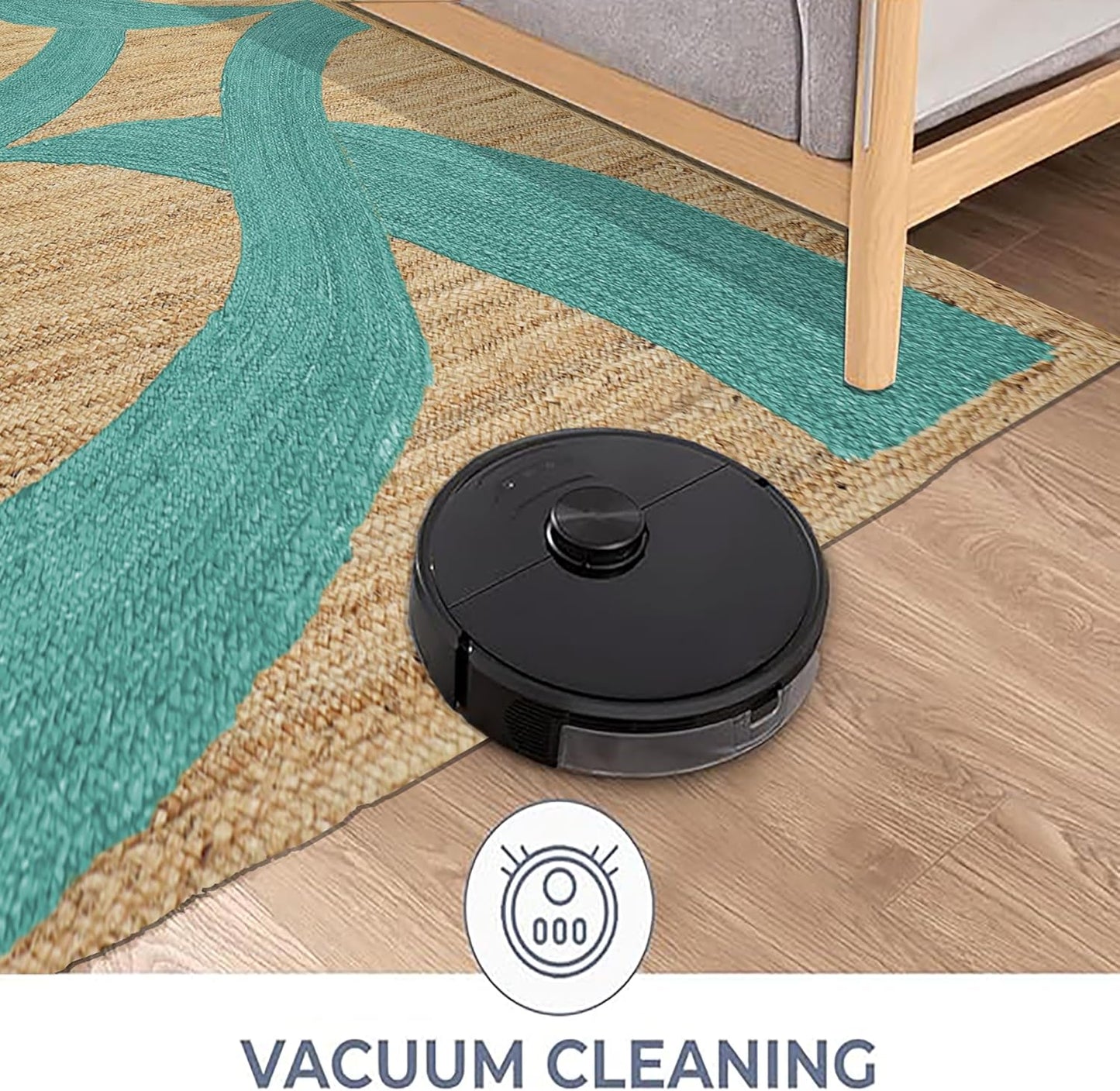 Premium Quality Jute Rug 4x6 Feet Area Rug Natural Fiber Jute Rugs Thick 0.27" Black Abstract Pattern Geometric Rugs for Kids Room, Living Room, Yoga Mat, Indoor Outdoor Carpet - Colors A