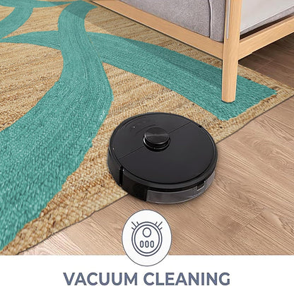 Premium Quality Jute Rug 4x6 Feet Area Rug Natural Fiber Jute Rugs Thick 0.27" Black Abstract Pattern Geometric Rugs for Kids Room, Living Room, Yoga Mat, Indoor Outdoor Carpet - Colors C