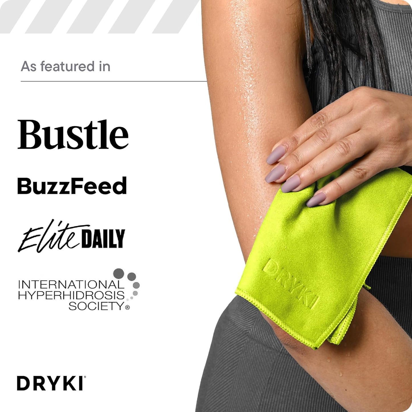 DRYKI Pocket-Sized Sweat Towels - The Original Sweat Absorbing Handkerchiefs - Quick-Dry Microfiber Sweat Rags for Face, Hands, & Body - Men & Women - Gym, Sports, and Work (Blue: 5 Pack)
