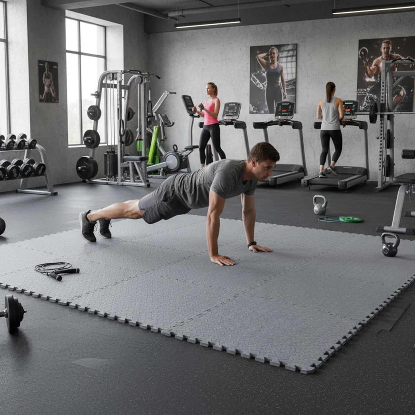 BalanceFrom Puzzle Exercise Mat 1" Thick, EVA Interlocking Foam Floor Tiles for Home Gym, Mat for Home Workout Equipment, Floor Padding for Kids, Black, 24 in x 24 in x 1 in, 24 Sq Ft - 6 Tiles