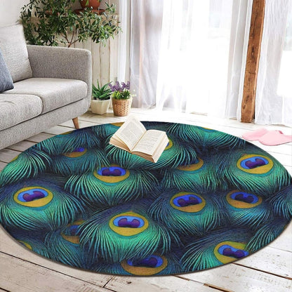 Soft Round Yoga Carpet, Office Chair Decor Round Mat for Carpet and Hardwood Floors Purple Butterfly