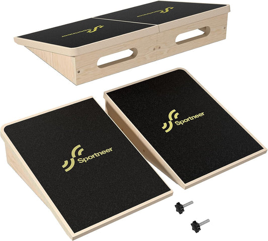 Sportneer Squat Wedge - Squat Wedge Block 1200 LBS - 15°/ 20° Slant Board for Squats Wooden Heel Elevated Board for Squats Weightliting Home Gym Squat Wedge Non-Slip