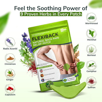 FLexiknee Warming Herbal Pain Patches for Knees w/ 12-Hour Extra Strength & Adhesion - Bone-on-Bone, Joint Ache, Muscle Soreness Support - 12 Heat Patches for Pain Relief for Knees, Back & Neck