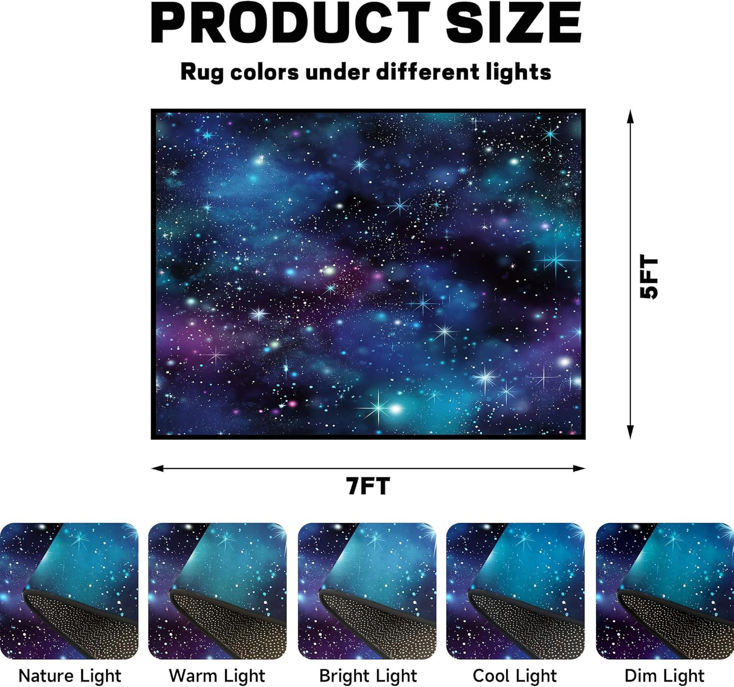 5'x7' Galaxy Rug Bedroom Living Room Gaming Area Rugs Nebula Throw Rugs Yoga Floor Mat Carpet,63"x83"